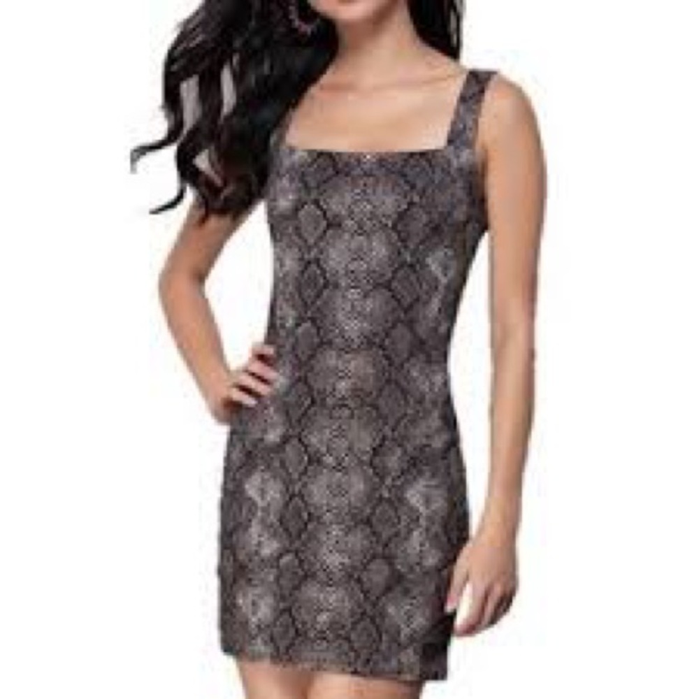 Elegant Black and Gray Snake Print Dress